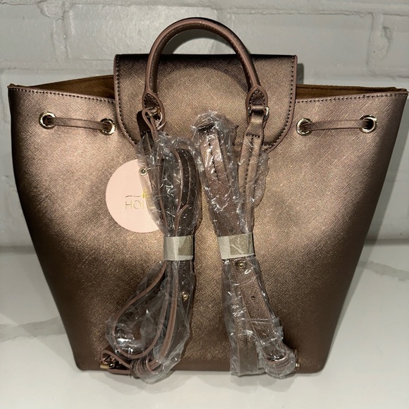 Hollis Mini Backpack in Metallic Mocha with Tassel Charm - Picture 3 of 6